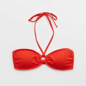 Aerie Wide  Rib Halter Bandeau Ring Bikini Top Size XL